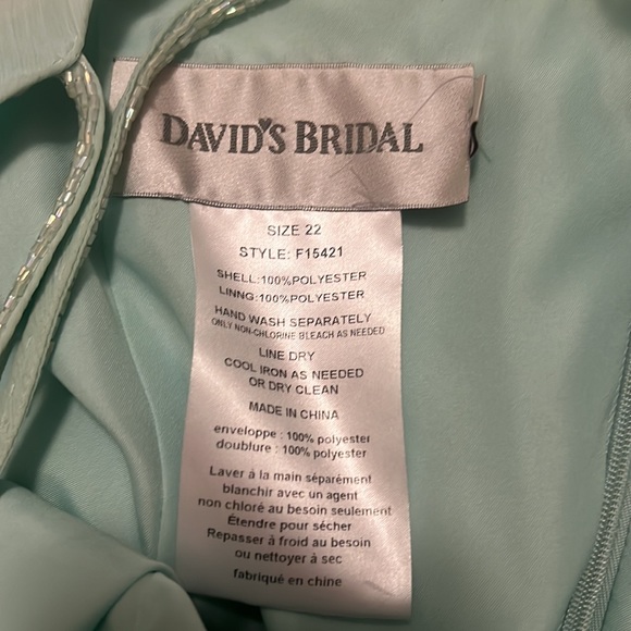 David’s bridal seafoam color dress, Size 22 runs small - Picture 4 of 5